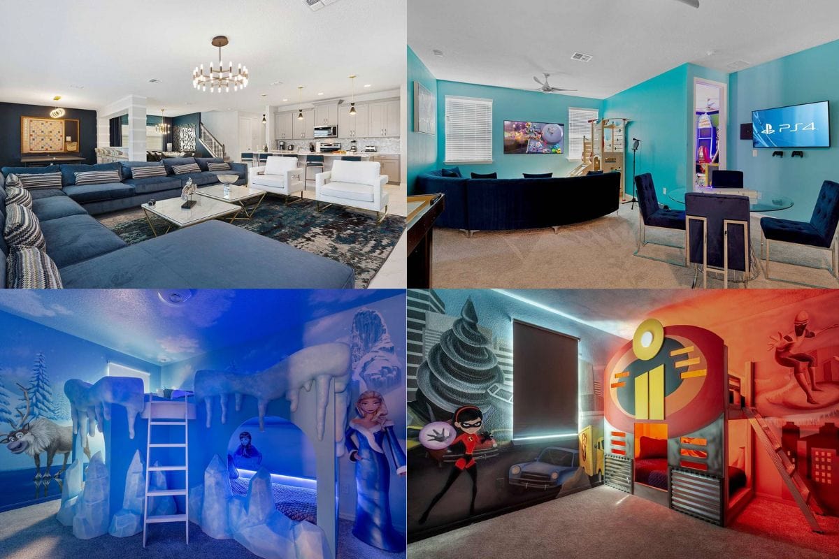 Frozen and Incredibles themed rooms in AirBNB Villas Near Disney Orlando