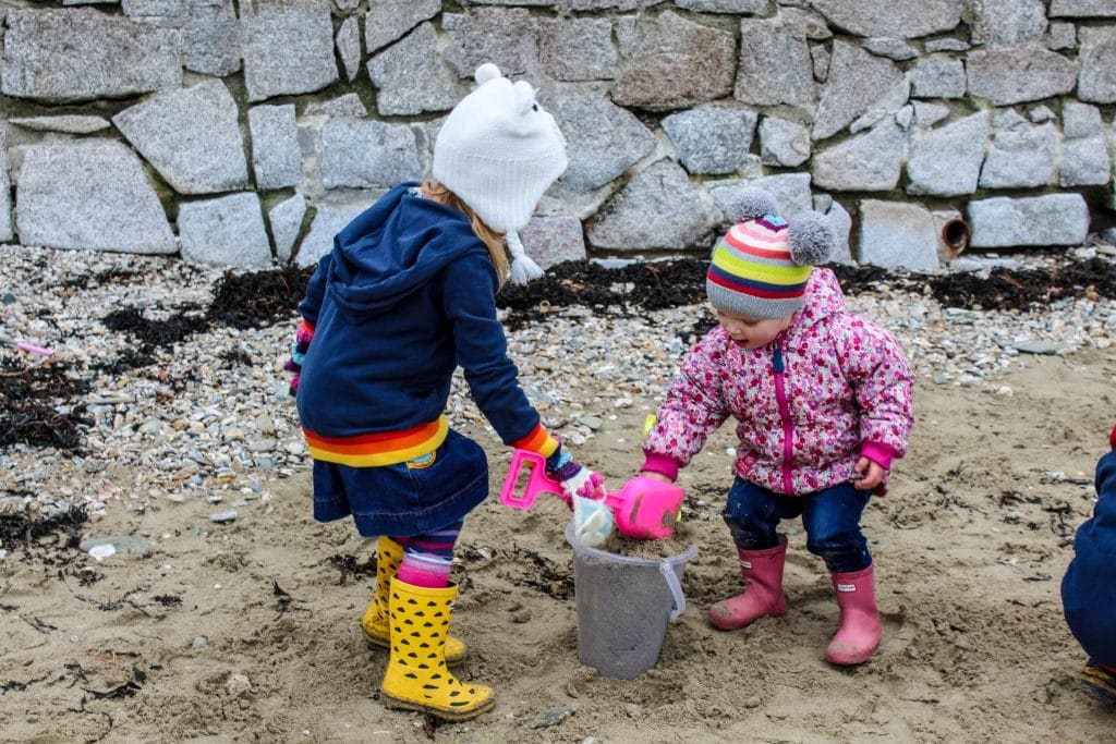 Playing on a beach in Cornwall in Winter - Christmas break in Cornwall
