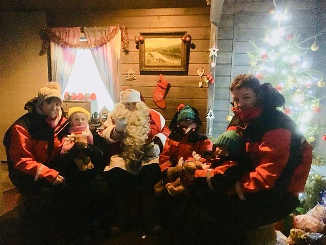 Meeting Santa in the cabin, as part of Search for Santa Day at Santa's Lapland