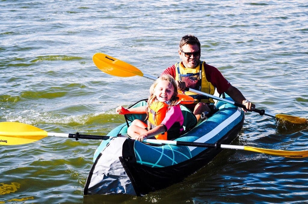 Enjoying the Sevylor Madison 2 People Inflatable Kayak as a family