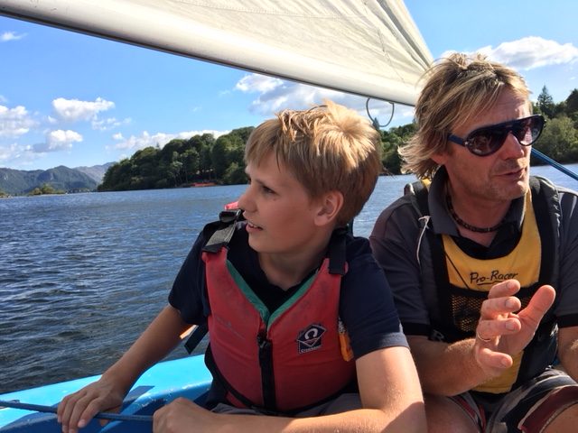 Learning to sail with kids on a boat in the Lake District