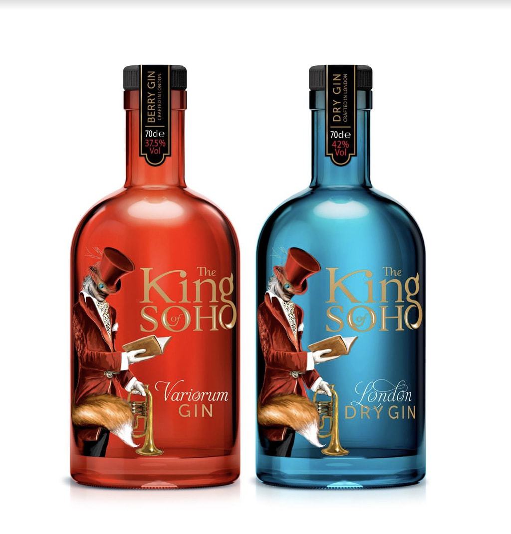 The King of Soho Variorum Gin, is a pink berry edition of the original London Dry; notes of fresh strawberry and floral chamomile perfectly complement the classic juniper and citrus flavours of the original recipe.  Crafted in the heart of London The King of Soho London Dry Gin is a super-premium bespoke gin that features no less than 12 botanicals including juniper, grapefruit peel, sweet orange, coriander, angelica root and cassia