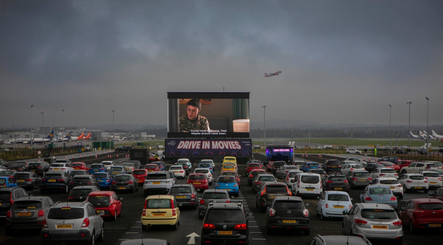 Drive-in Movies at Edinburgh Airport - opening weekend - Sunshine on Leith credit Lloyd Smith