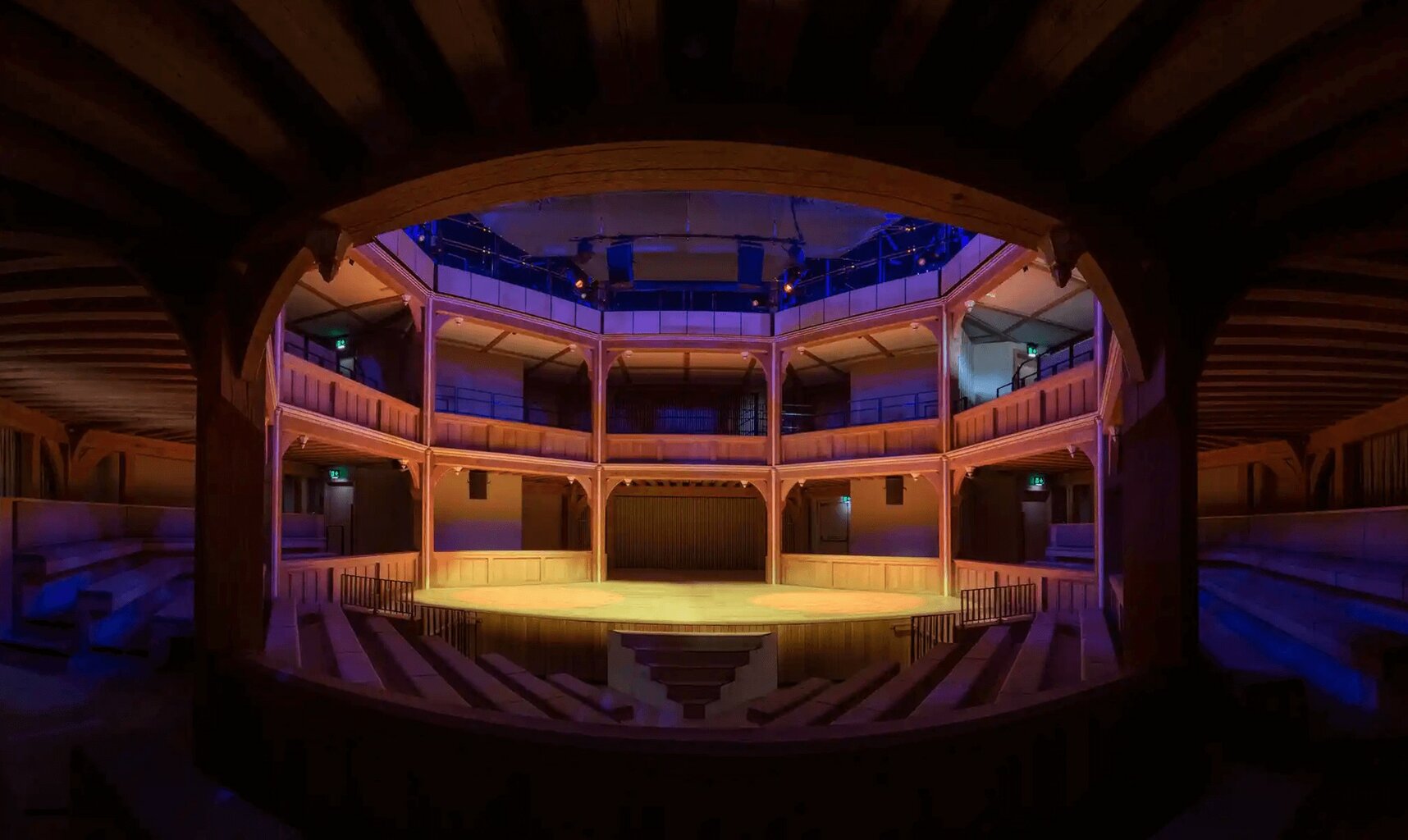 The oak frame, substantial and hewn, is magnificent’: the auditorium of the new Shakespeare North Playhouse in Prescot. Photograph: Kier
