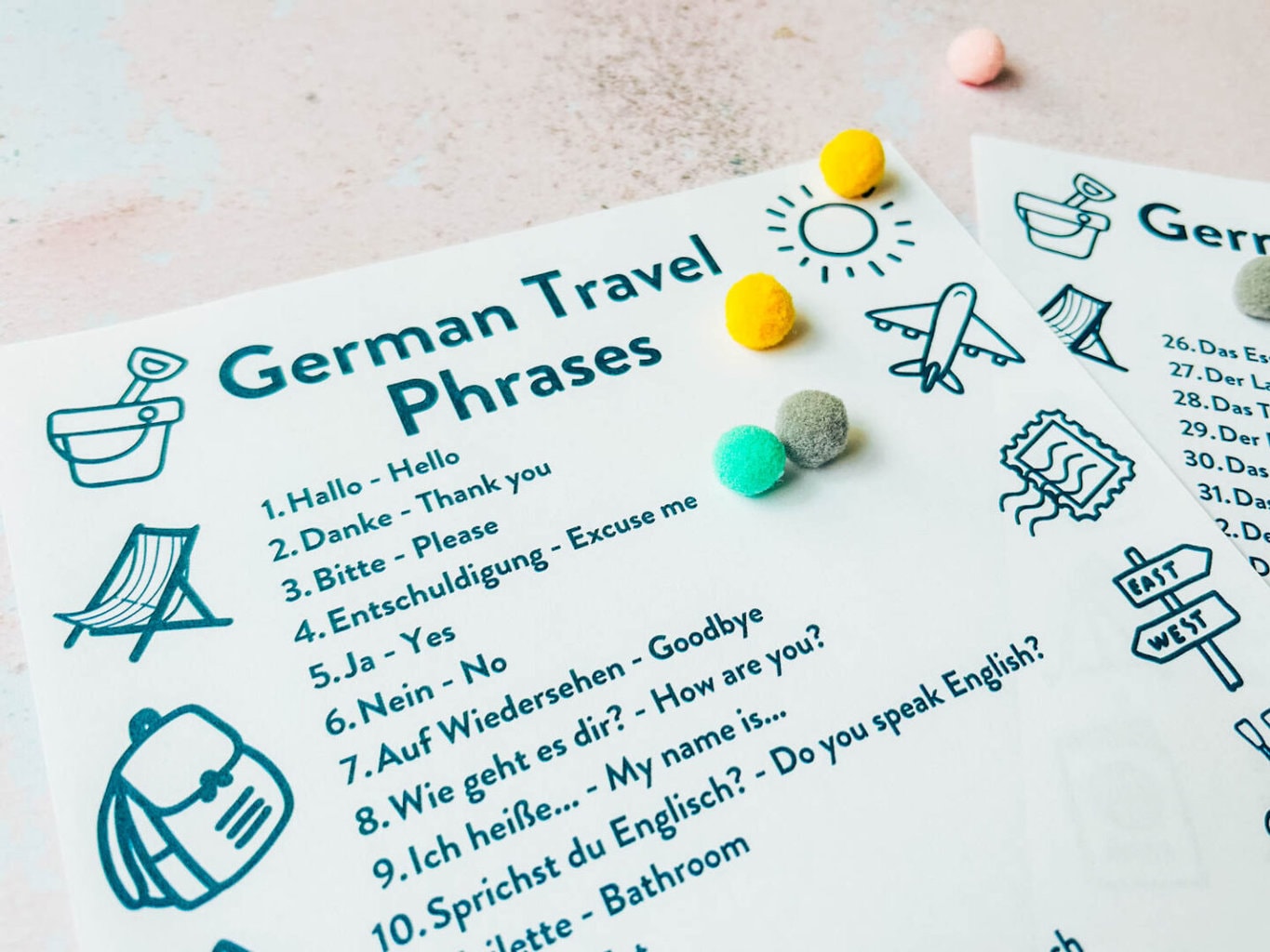 Free PDF Printable German Travel Phrases For Kids