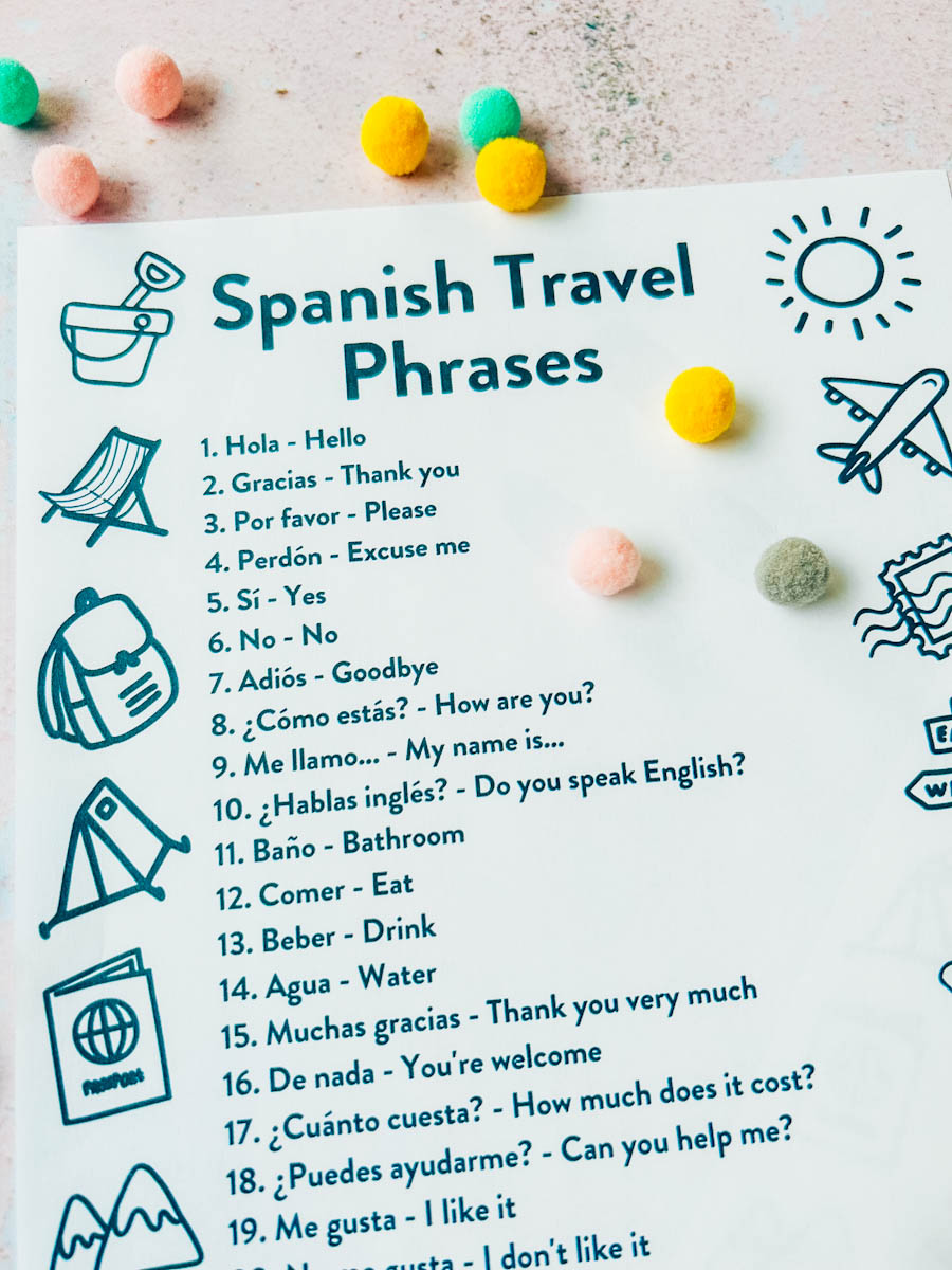 Free PDF Spanish Travel Phrases For Kids