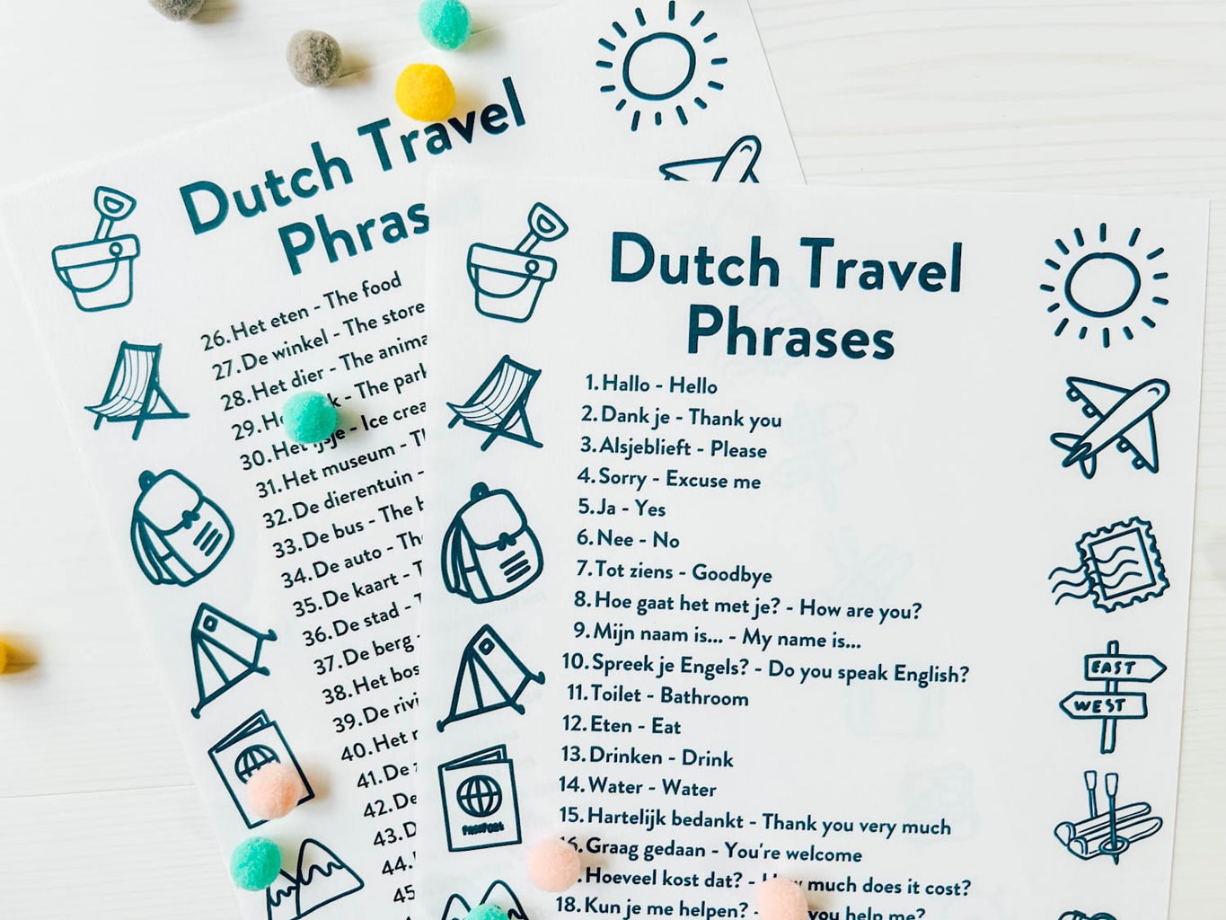 Free Printable PDF Dutch Travel Phrases for Kids 